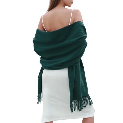 SWAT PANY Winter Scarfs for Women Pashmina Shawls and Wraps for Evening Dresses Warm Shawl Wraps for Women Weddings Dark Green