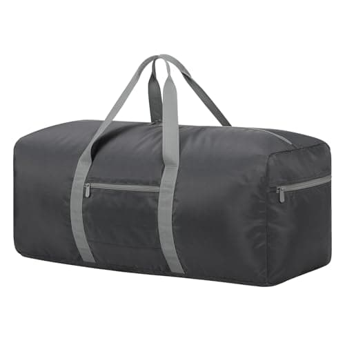Foldable Duffle Bag for Travel - 75L Large Spare Travel Duffel Bag Lightweight with Trolley Sleeve - Grey Grey(with trolley sleeve)