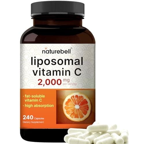 NatureBell Liposomal Vitamin C 2,000mg Per Serving, 240 Capsules | High Absorption Fat-Soluble Vitamins – Collagen Booster – Non-GMO