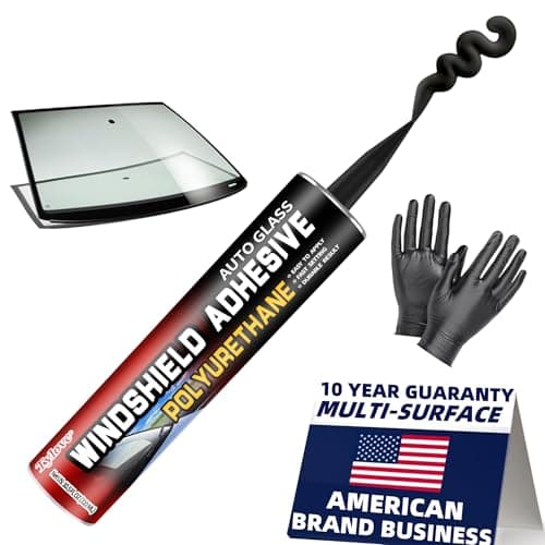 Windshield Urethane Adhesive - Quick Curing & Weather Resistant and Professional Strength Auto Glass Glue for Vertical & Overhead Application, Windshield Repair Kit with Gloves,10.5Oz Black 
