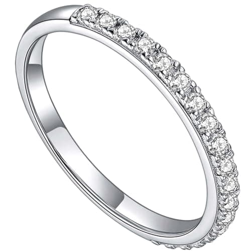 YODEWA Moissanite Wedding Band for Women Half Eternity 925 Sterling Silver 0.3ct DEF Color VVS Lab Created Moissanite Thin Real Moissanite Anniversary Engagement Bands Ring Size 4-11 4.5 0.3