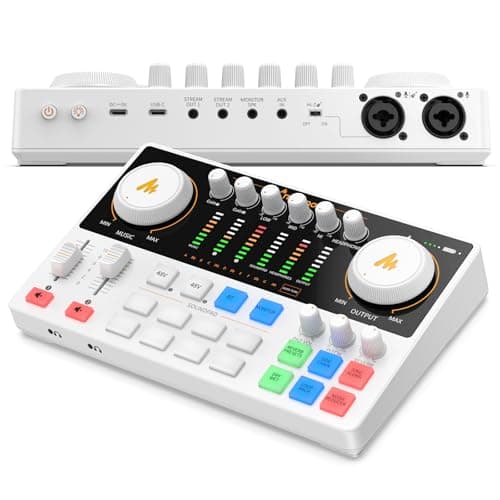 MAONO Podcast Equipment Bundle: Audio Interface mixer with Dual XLR Input for Podcast Streaming - MaonoCaster E2 Gen2 White