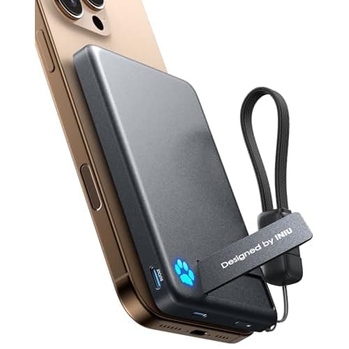 INIU for MagSafe Portable Charger, Qi2 Certified, Slimmest 45W 10000mAh Magnetic Power Bank, with USB C Cable & Stand, Fast Charging MagSafe-Compatible Battery Pack for iPhone 17 16 15 14 13