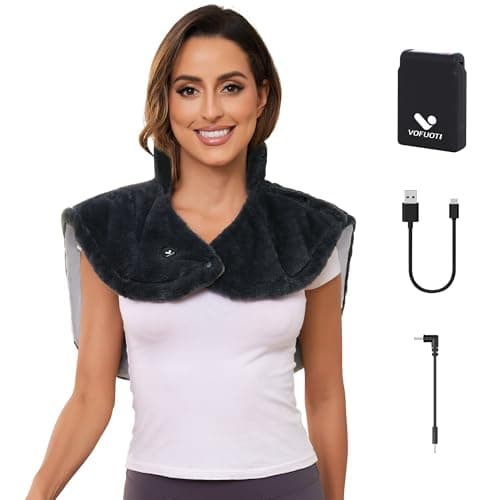 Heating Pad for Neck and Shoulders, Cordless Weighted Heated Neck Shoulder Wrap with Battery, Portable Electric Neck and Shoulder Heat Pad with 3 Heat Settings, 16'' x 20'', 2.6LBS ONE SIZE