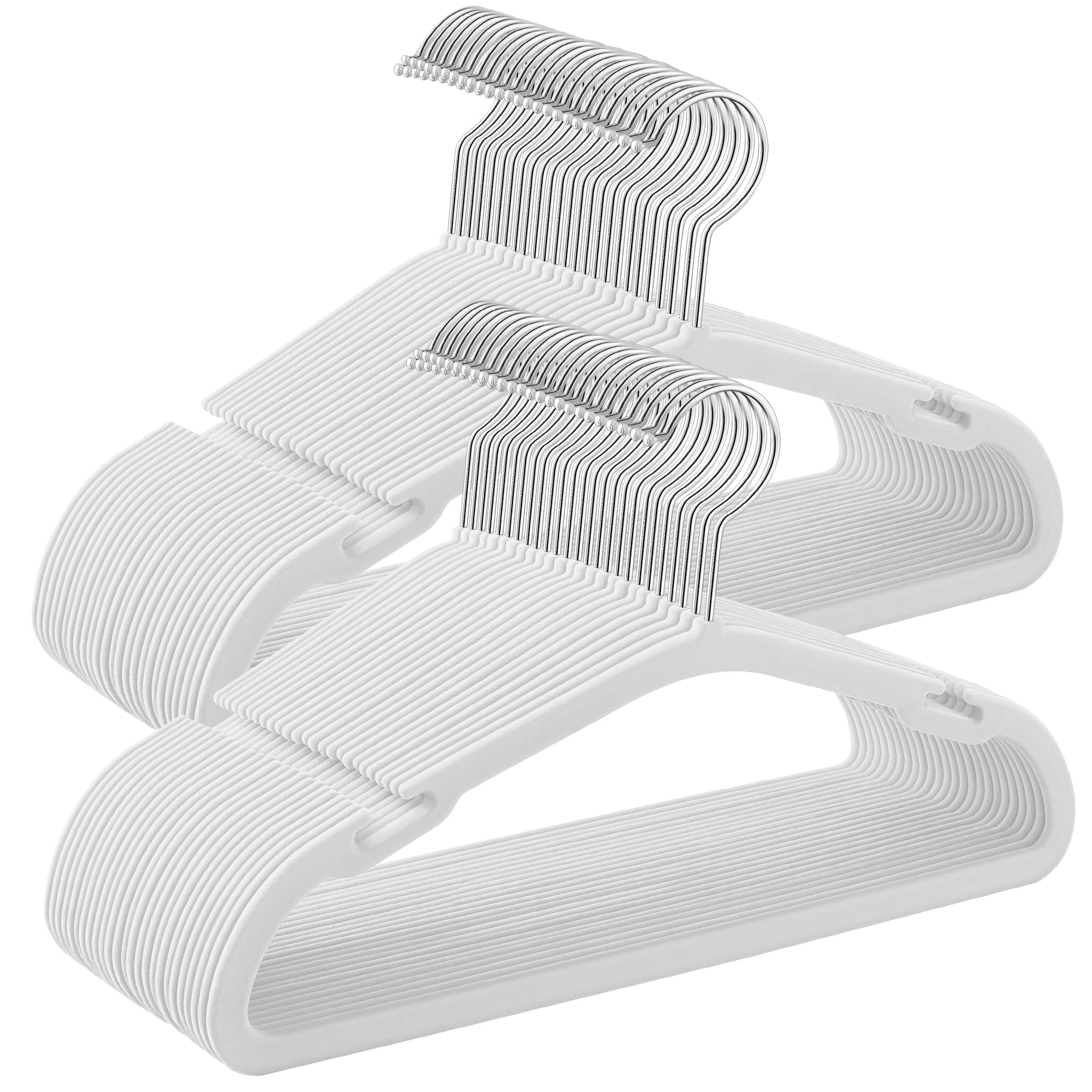 SONGMICS Kids Hangers 50 Pack, 14 x 8 Inches, Non-Slip Velvet Baby Hangers for Closet, Space-Saving, Wide Shoulder Notches, Cloud White UCRF038W01 Cloud White 14"W x 8"H