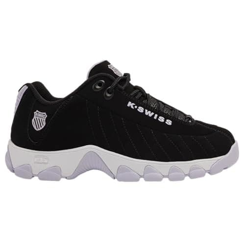 K-Swiss Women's ST329 CMF Sneaker, Wide Tennis Walking Leather Shoes 5.5 Black/Lilac/White