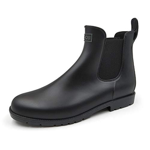 Amoji Unisex Ankle Chelsea Rain Short Rubber Boots 919 13 Women/12 Men Black