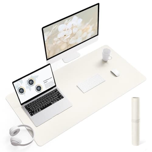 YSAGi Non-Slip Leather Desk Pad, Desk Matt for Desktop, Waterproof Laptop Computer Keyboard Mat, Table Protector Blotter Mat, Large Mouse Pad for Office/Work/Home/Decor(Cream, 35.4" x 17") C