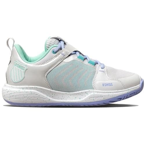 K-Swiss Women's Ultrashot Team Tennis Shoe 5 Nimbus Cloud/Neon Purple/Neon Teal