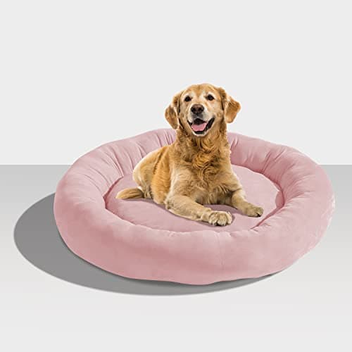 KASENTEX Dog Bed, Round Dog Beds for Medium Dogs, Anti Slip and Machine Washable (Pink 23x23 Inches) Medium Pink