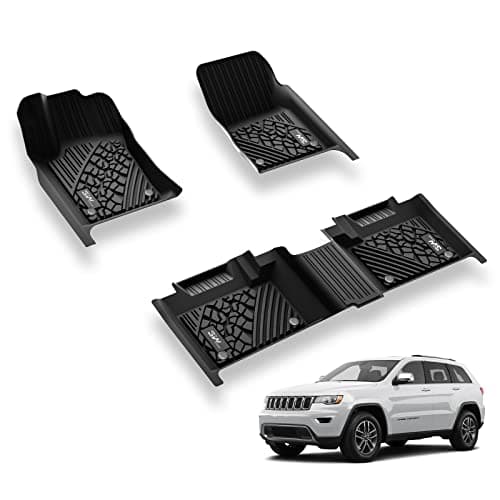 3W Floor Mats Compatible for Jeep Grand Cherokee 2013-2015 (Non L) TPE All Weather Custom Fit Floor Liner 1st and 2nd Row Full Set Car Mats, Black Grand Cherokee 2013-2015 Floor Mats Only