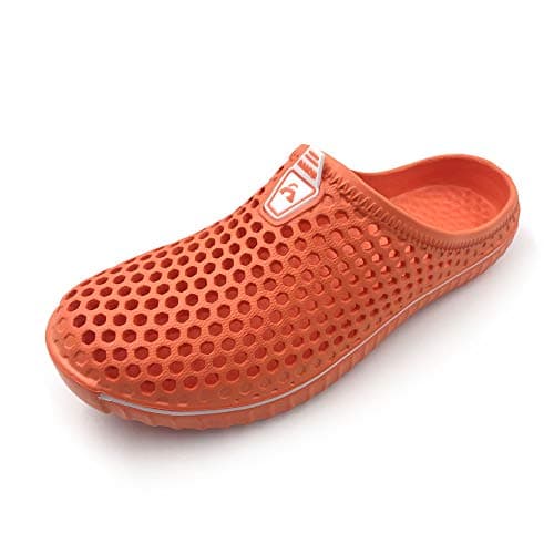 Amoji Unisex Garden Clogs Shoes Slippers Sandals AM1702 12 Women/10 Men Orange