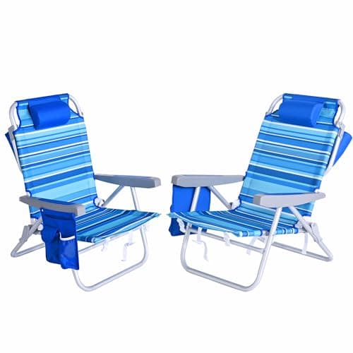 SUNNYFEEL 2-Pack Beach Chairs: 5-Position Foldable
