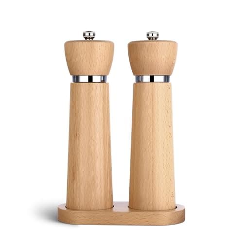 Wooden Salt and Pepper Grinder Set - Beech Wood Ceramic Burr