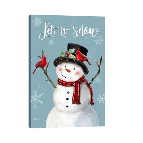 Snowman Christmas Wall Art Canvas Blue 10x15 Let It Snow