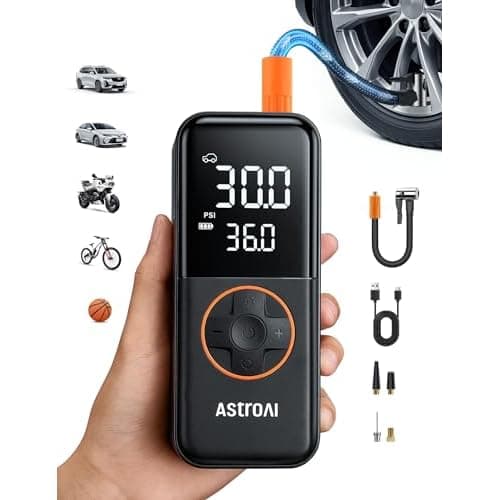 AstroAI L4 Tire Inflator Portable Air Compressor, 150PSI Portable Air Pump for Car Tires with Pressure Gauge LED Light, Electric Air Pump Quick Inflation for Cars, Motorcycles, Bikes, Tires,
