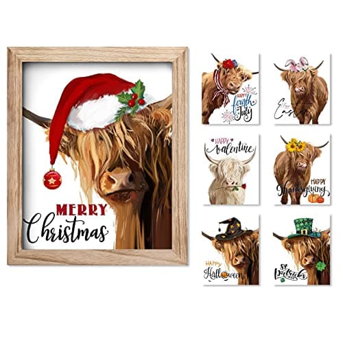 YPY Highland Cow Farmhouse Wall Decor 10x12 Canvas 7 Sayings