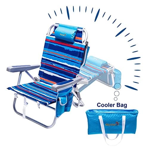 SUNNYFEEL Low Beach Chair – 5-Position Foldable with Cooler