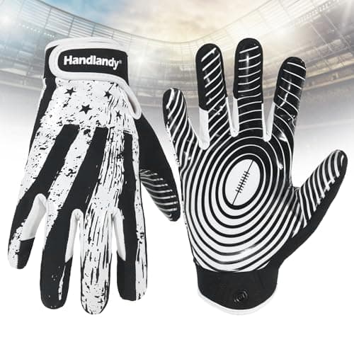 HANDLANDY Youth Football Gloves White Kids Small