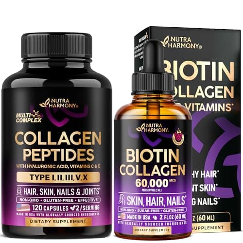 NutraHarmony Biotin Liquid Collagen Drops and Multi Capsules