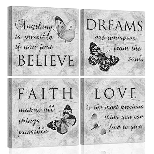 Inspirational Butterfly Wall Art - 4 Panels Canvas Print