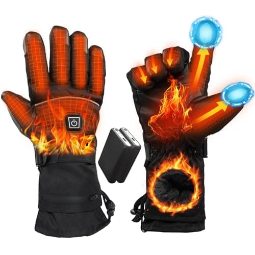Heated Gloves for Men Women - 5000mAh Rechargeable Heated-Gloves with Touchscreen Waterproof, Upgrade Non-Slip Electric Heating Glove for Winter Outdoor Cycling Camping Skiing Fishing Hiking