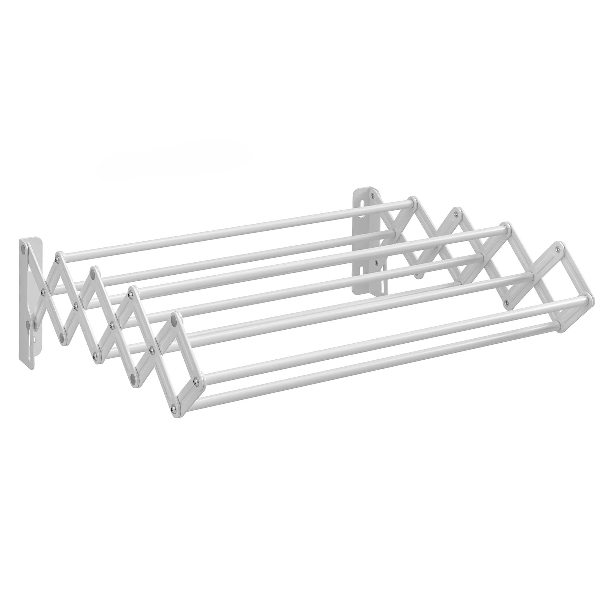 SONGMICS Clothes Drying Rack, Wall-Mounted Drying Rack Clothing, Small Accordion Laundry Rack, 9 Staggered Hanging Rods, Expandable and Retractable, Cloud White ULLR802W01 Cloud White 16.5"W