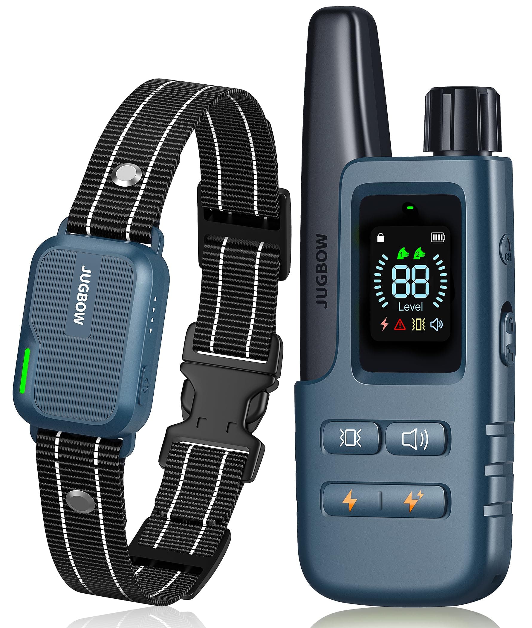Jugbow Dog Shock Collar - 4200FT Dog Training Collar with Remote IPX7 Waterproof Electric Collar with 4 Training Modes, Security Lock, Rechargeable e-Collar for All Breeds, Sizes Cyan Blue C